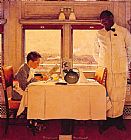 Norman Rockwell Canvas Paintings - Boy in a Dining Car